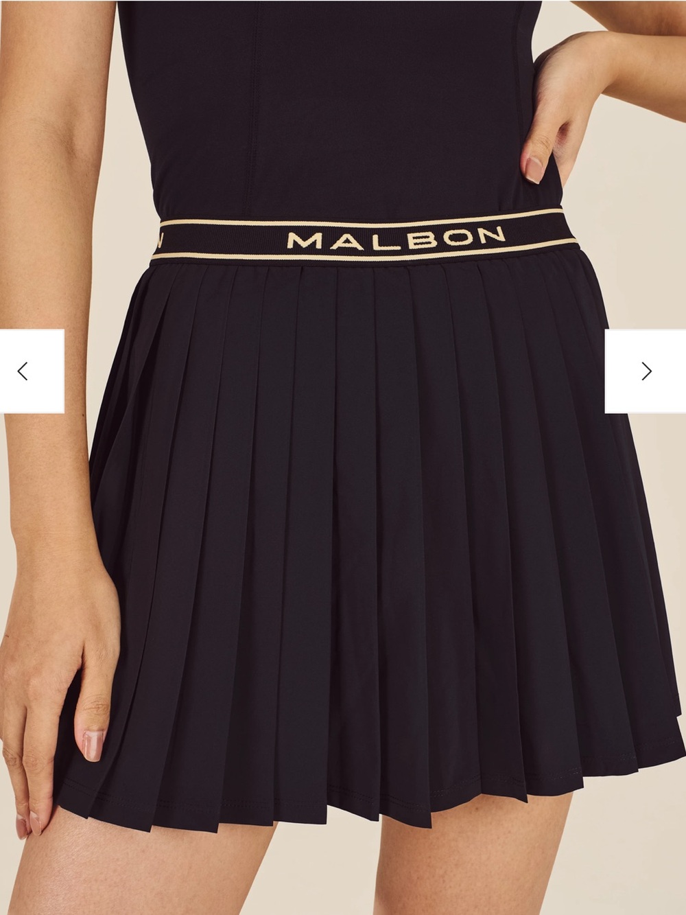 Malbon Laurell Pleated Skirt Black Size Small Golf Tennis